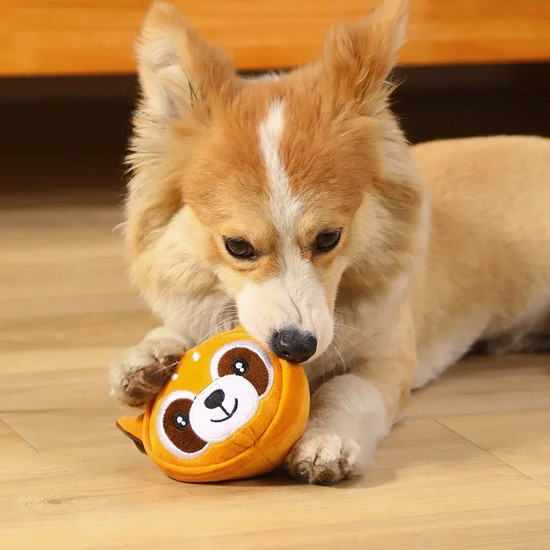 Plush Dog Ball Squeaky Toys Animal Shape Puppy Chihuahua Internactive Chew Toy Funny Bite Resistant Pets Dogs Accessories Supply