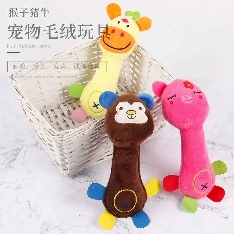 Cute Cartoon Plush Monkey/Deer/Pig Pet Dog Toys Puppy Pets Chewing Interactive  Toy Training Pet Dogs Supplies